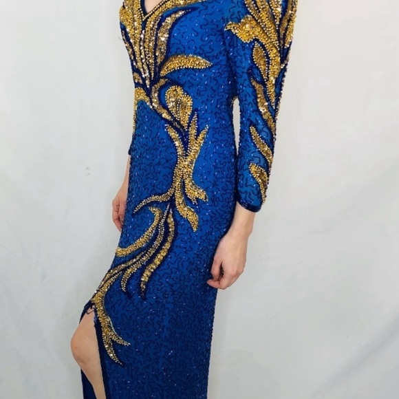 SHO MAX Originals Vintage Beaded Glamour Gown Sequ - Picture 5 of 8